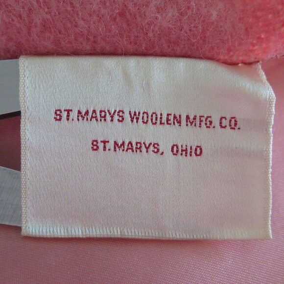 Vintage St. Marys Twin Wool Blanket Pink Hombre with Satin Trim 68" X 91" - Picture 6 of 11